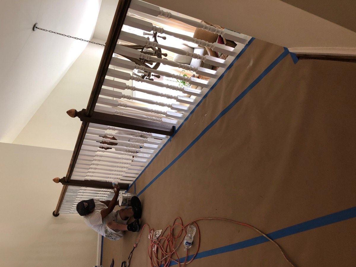 Railing installation progress